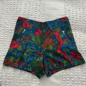 Zara High Waist Floral Shorts Sz M